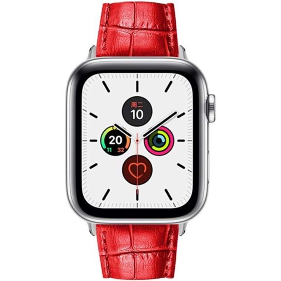 NEW Red Genuine Leather Apple Watch Band main image 4
